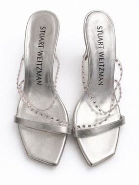Stuart Weitzman Strapeze Crystal 85 Metallic Clear Straps Crystal Heels NWT $550